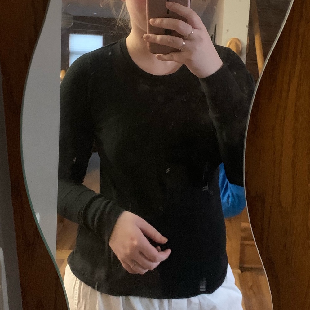 PINK VS black basic long sleeved tee